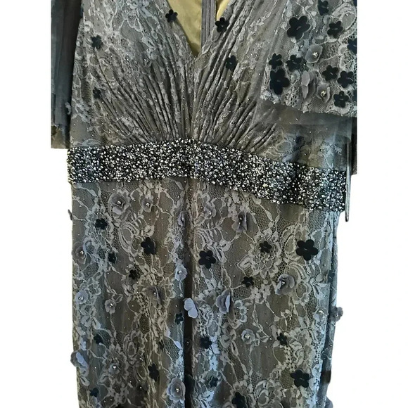 NWT Mac Duggal 67712 Bell Sleeve Lace Dress MIDNIGHT BLUEBERRY $698 size 16 - Picture 10 of 14